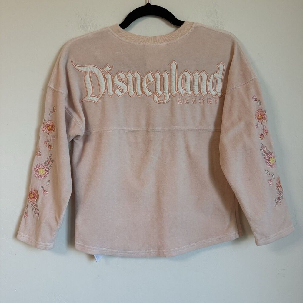Disneyland Park Girls Med 7/8 Pink Embroidered Floral Terry Cloth Spirit Jersey - Picture 5 of 7